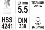 Vrták na kov TITAN 1/4" 5,5mm