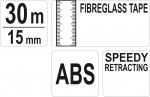 Pásmo měřící, skleněné vlákno, 30m, 15mm
