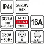 Prodlužovací kabel s gumovou izolací 20m -3zásuvky